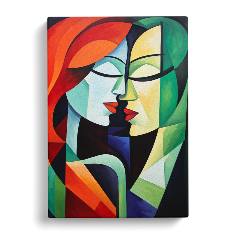 Two Women In Love Cubism - No Frame Art Prints - Wrapped Canvas, 76cm H x 50cm W x 3cm D