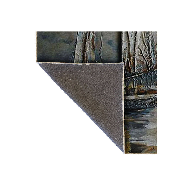 Tapis décoratif tissé à l'huile, Sous-tapis rectangulaire de 3 pi 3 po x 4 pi 11 po