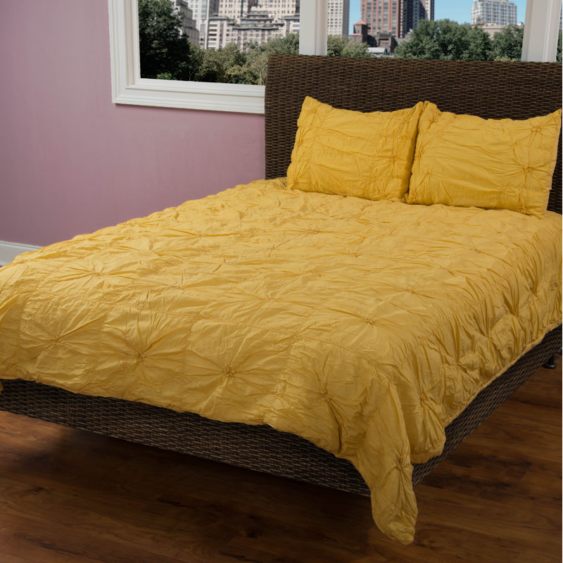 Courtepointe 100% coton Knots, Simple, Jaune
