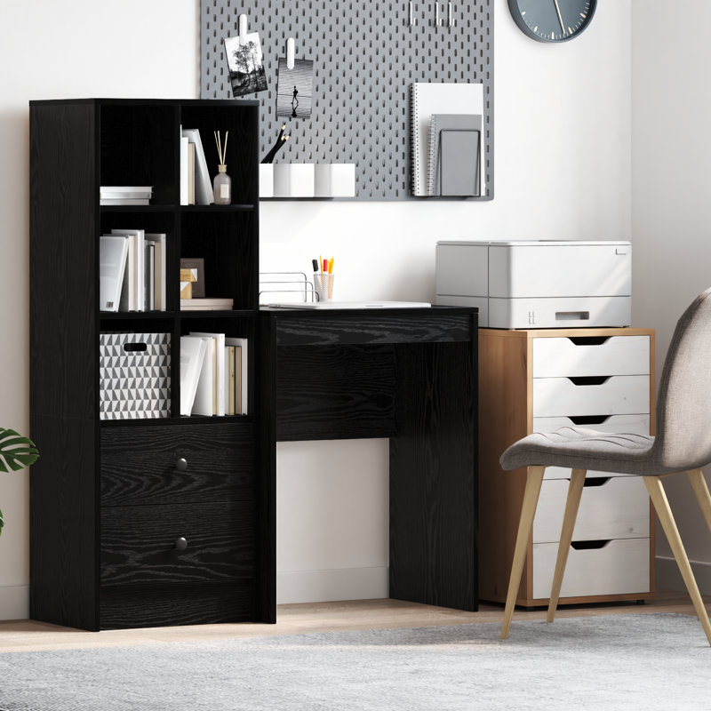 Writing Desk Particle Board 76 Cm, 76cm H x 60cm W x 40cm D, Black Oak