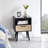 Modern Rattan End Table Nightstand With Drawer, Solid Wood Legs-1441504399