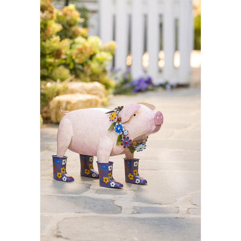 Kasie-Jane Pig Metal Garden Statue