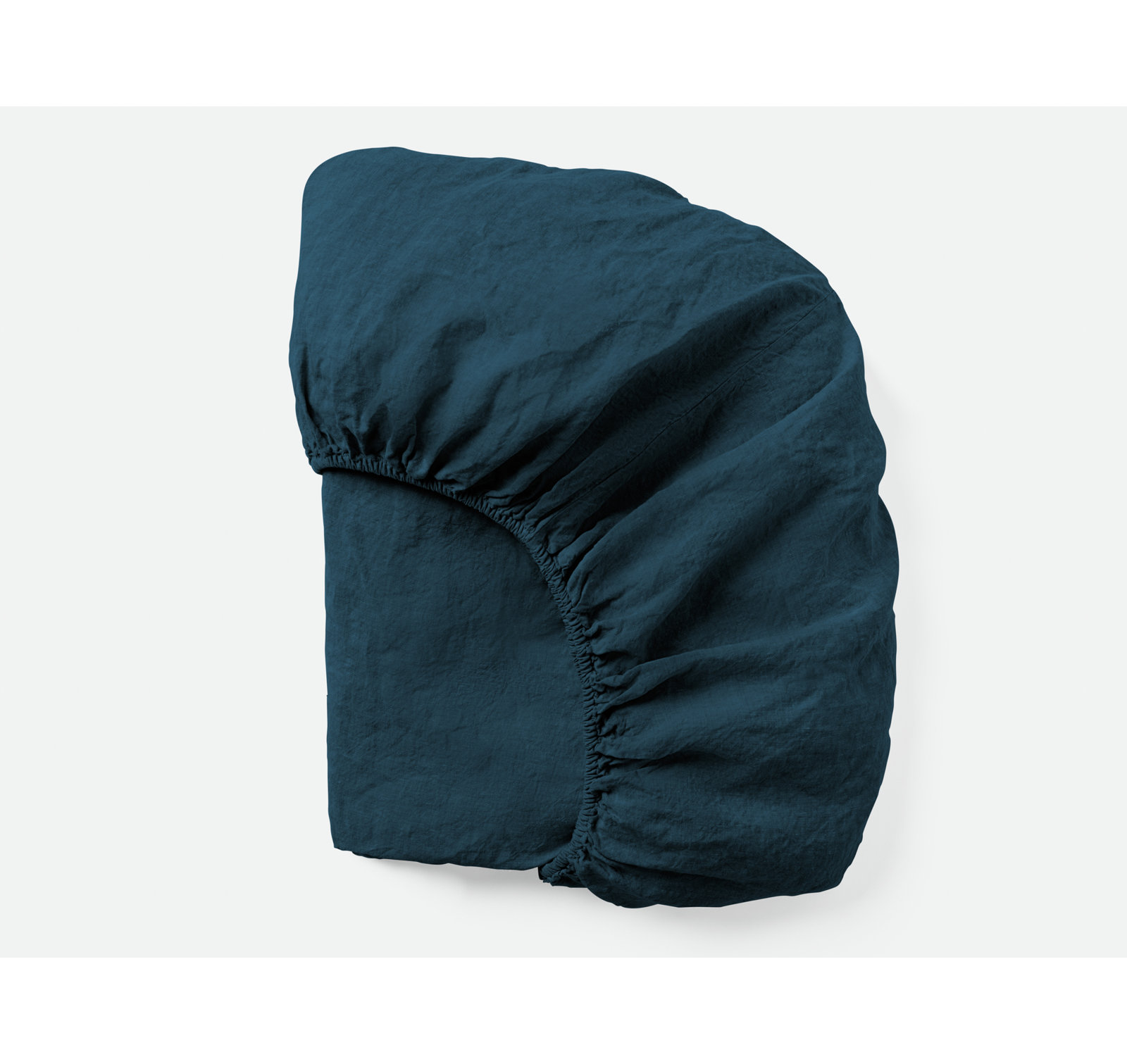 Belgian Flax Linen Fitted Sheet, Queen Fitted Sheet, Midnight Indigo