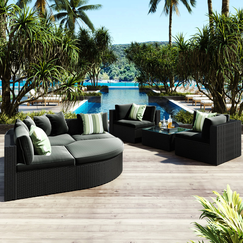 Patio modulaire avec coussins gris et coussins inclus, Gris