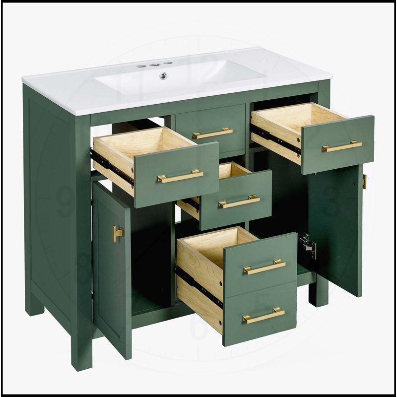 Ensemble de meuble-lavabo 36 po avec lavabo en céramique 36 po, Vert