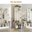 Arbre d'entrée Farmhouse avec 4 crochets cachés, banc polyvalent en noyer et armoire à chaussures à 8 portes avec compartiments ouverts pour le salon, blanc-1418812799