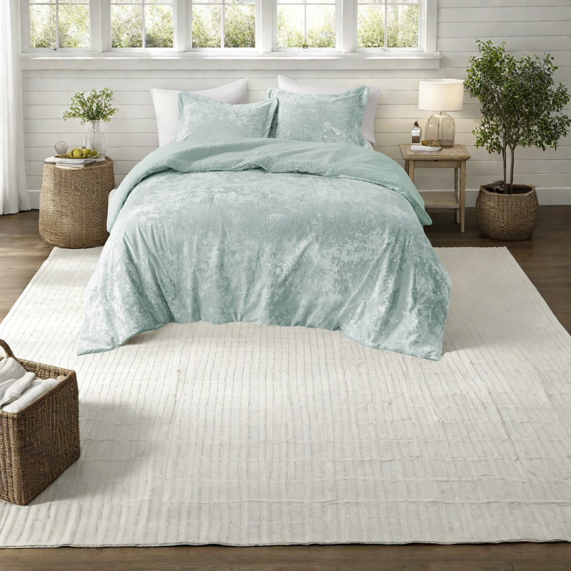 Ensembles de literie en sherpa douillet, grand lit turquoise, confort moderne