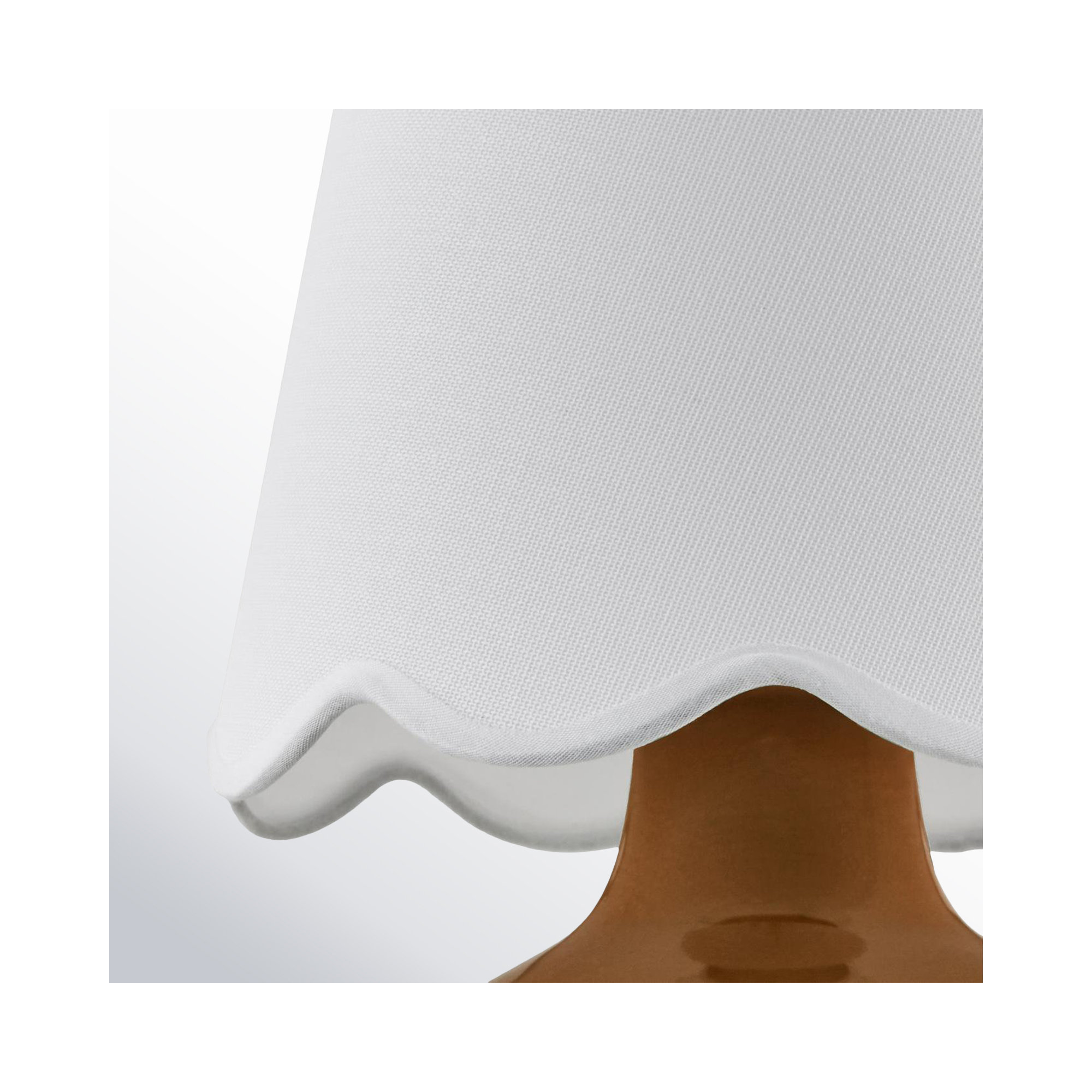 Momsen Scallop Shade Lamp, Brown, 13"" H x 8"" W x 8"" D, White Twill