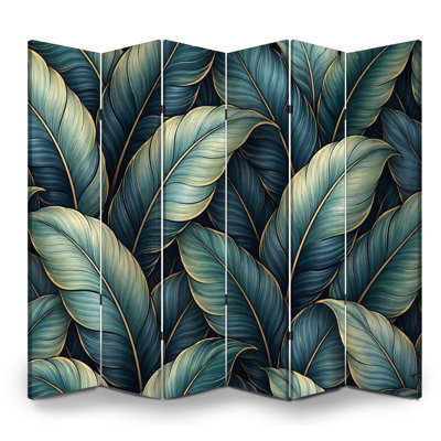 Paravent 6 panneaux à cloison pliable Royal Elegant Rainforest Tropical Jungle Banana Leaf