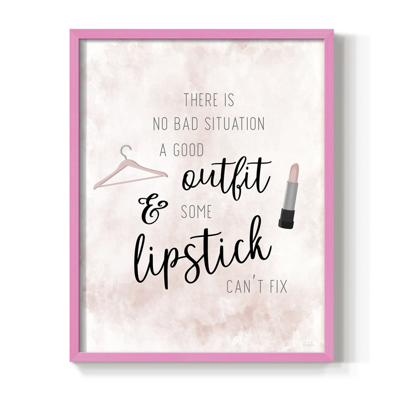 Outfit and Lipstick Framed Print - Solid Wood, Rose, H 21 po x l 17 po