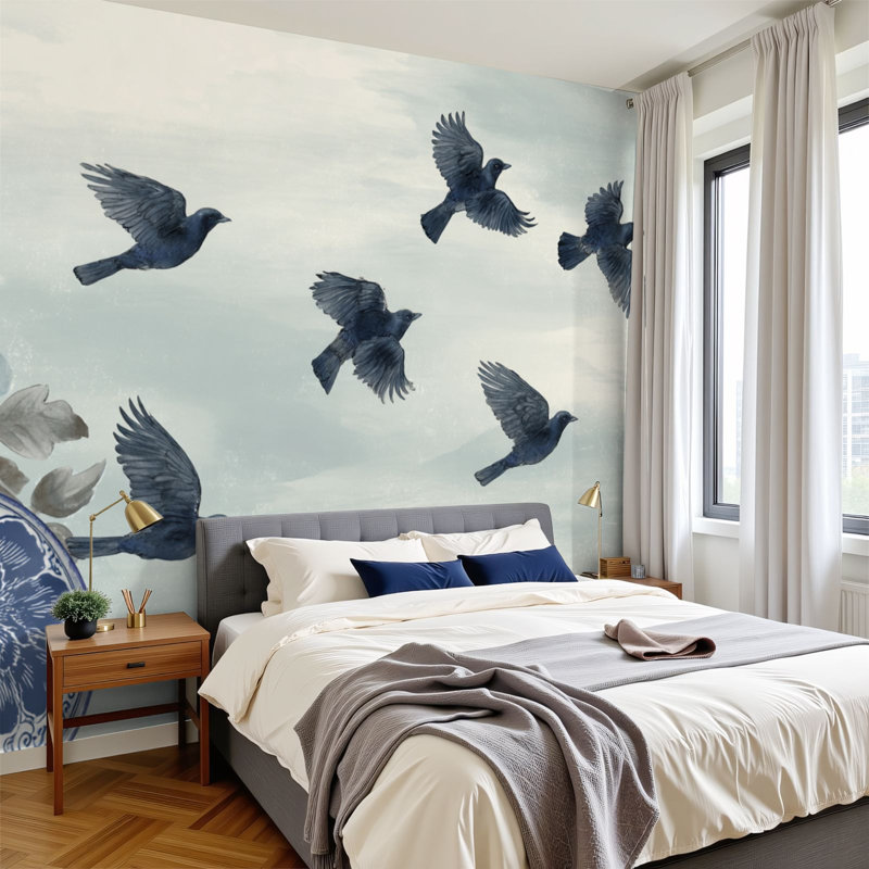 Papier peint adhésif mural chinoiserie Chinoiserie, L 96 po x l 69 po