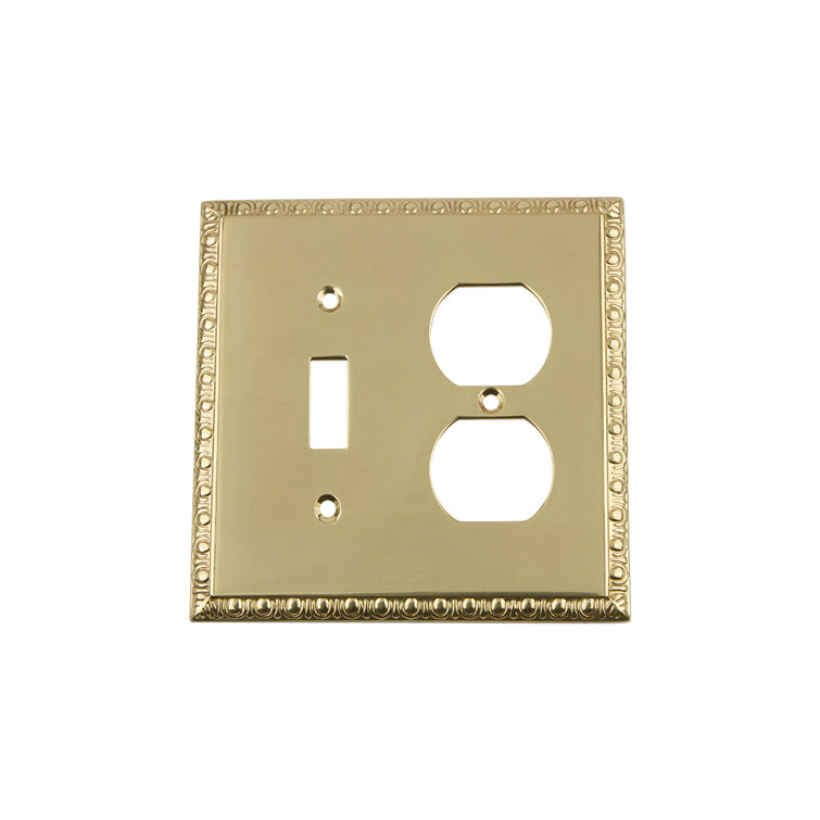 Egg and Dart 2-Gang Duplex Outlet / Toggle Light Switch Combination Wall Plate
