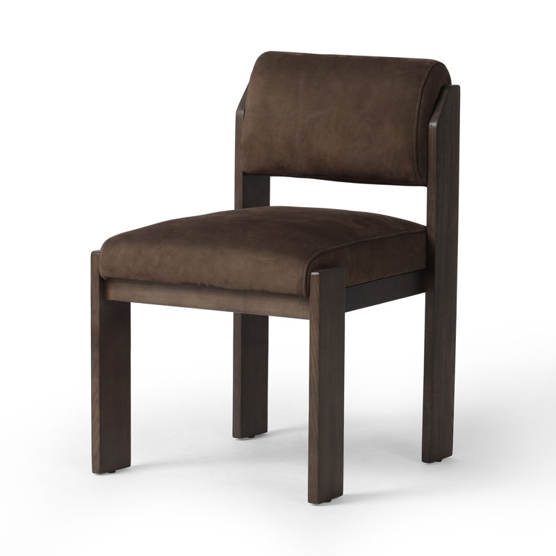 HAMLET Upholstered Dining Chair, Black Genuine Leather