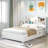 Wood Platform Bed With Bookcase Headboard-1261763875-1261763873