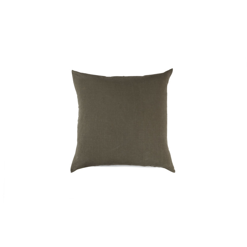 Olive Green 22" Square Linen Throw Pillow