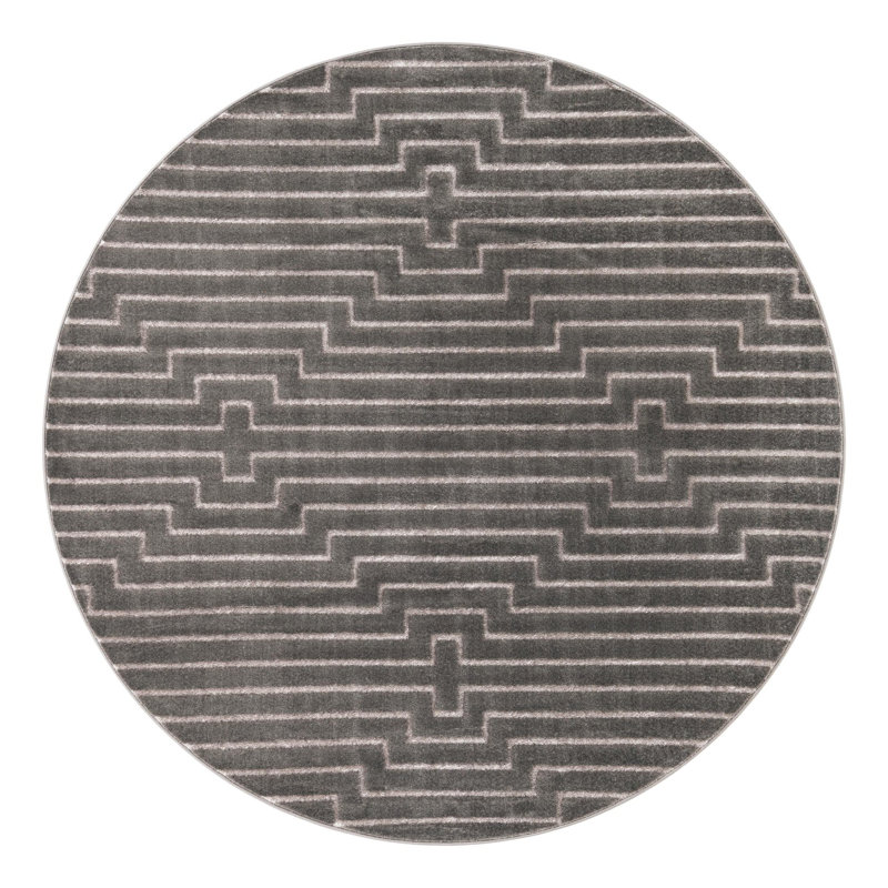 Tapis gris et argent Latitude Run® Mirage Nikica, Rond 7 pi 10 po