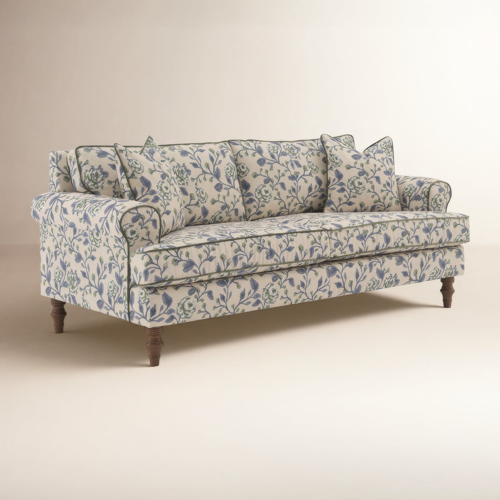Faulkner Upholstered Sofa, Blue/Beige/Green