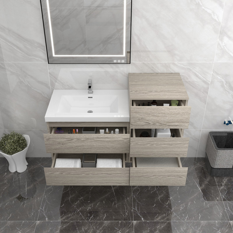 Moreno Bailey 49'' Single Bathroom Vanity with Acrylic Top, Teak Oak