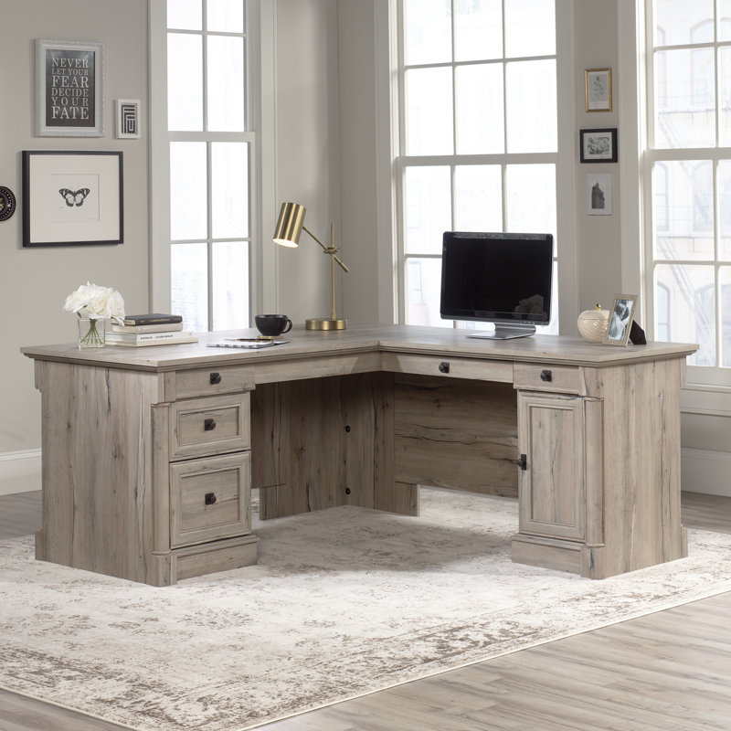 L-Shaped Computer Desk, Split Oak