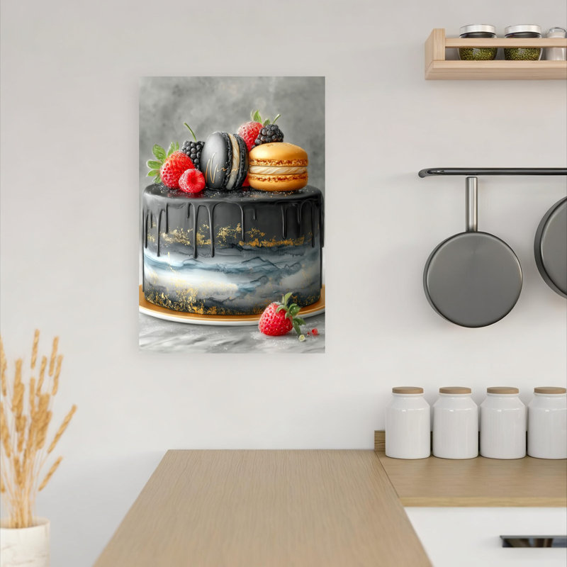 Art mural moderne élégant, gâteau noir élégant, H 18 po x l 12 po