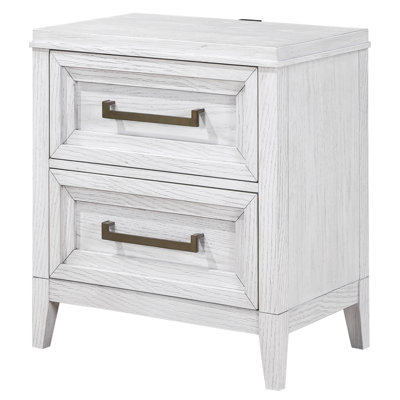 Charnice Distressed White 2-drawer Nightstand Bedside Table