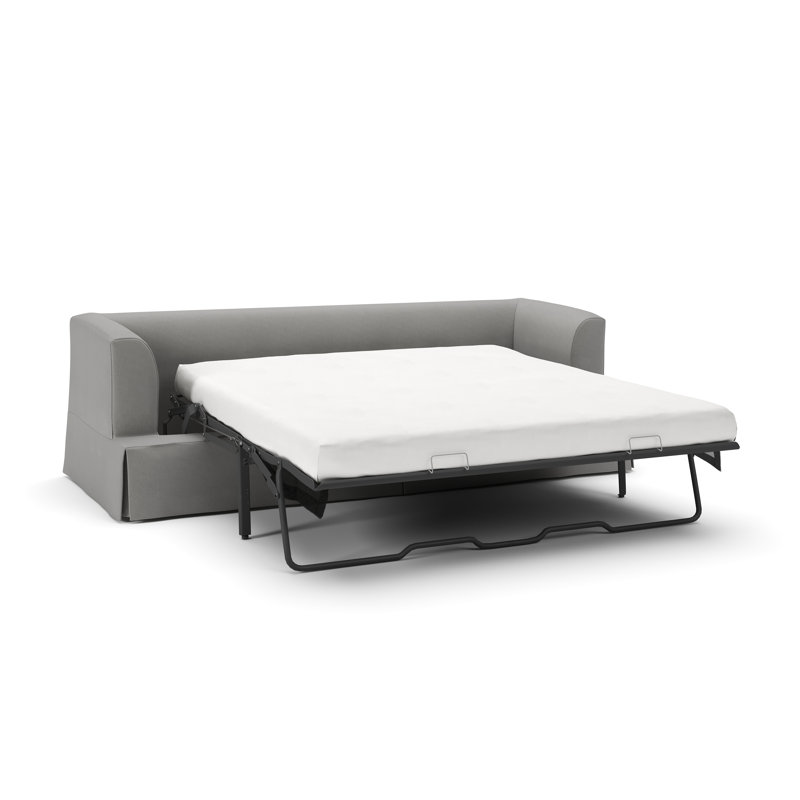 Lucia 92.5'' Slipcovered Sleeper Sofa, Bayou Light Gray Canvas