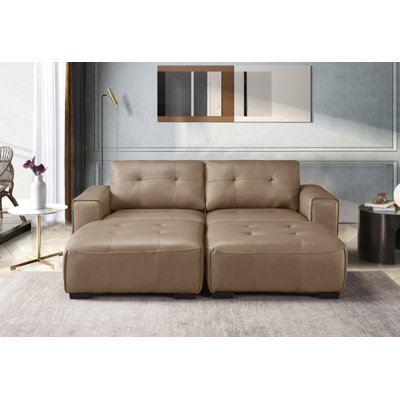 4 Piece Pu Leather Modular Sleeper Couch With Ottomans