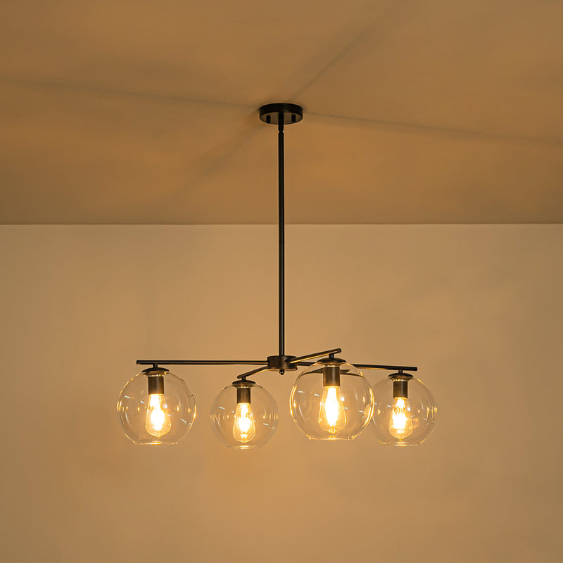 Lustre contemporain en verre transparent Quartet