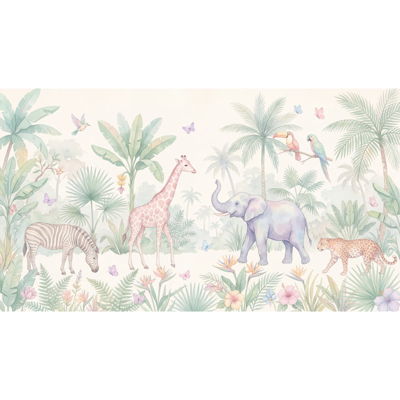 Papier peint papillons pastel safari pastel, 160 po x 108 po, Peler et coller
