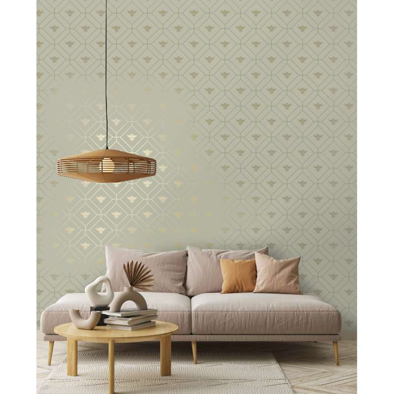 Caddo 53cm x 10.5cm Metallic Wallpaper Roll, Green