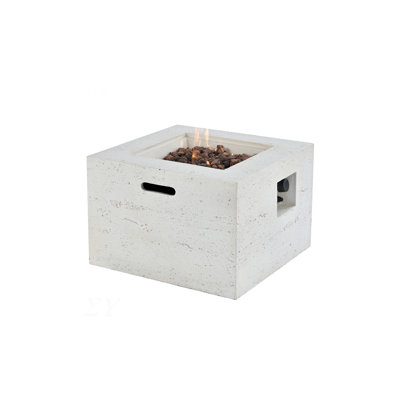 Foyer d'extérieur carré avec brûleur en acier, table de foyer au propane légère de 24,02 pouces avec flamme réglable, 40 000 BTU, pierres de lave et housse de pluie pour la terrasse, la cour arrière et la piscine