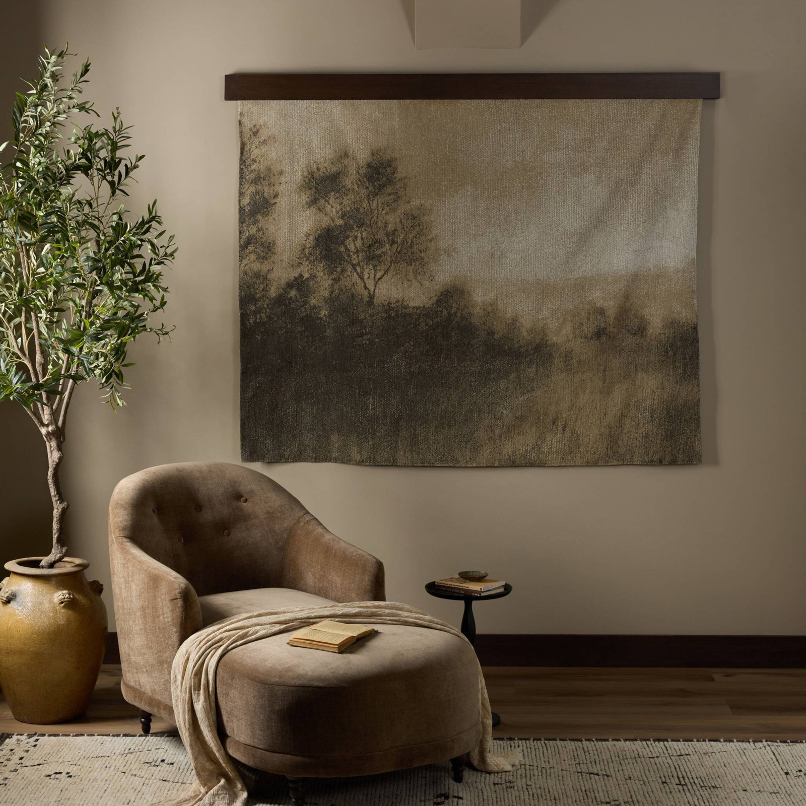 Liev Haze Wall Hanging with Hanger, Red Brown Oak