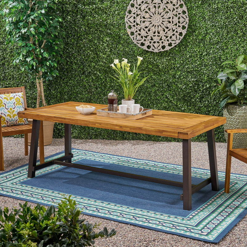Outdoor Dining Table, Black, Brown