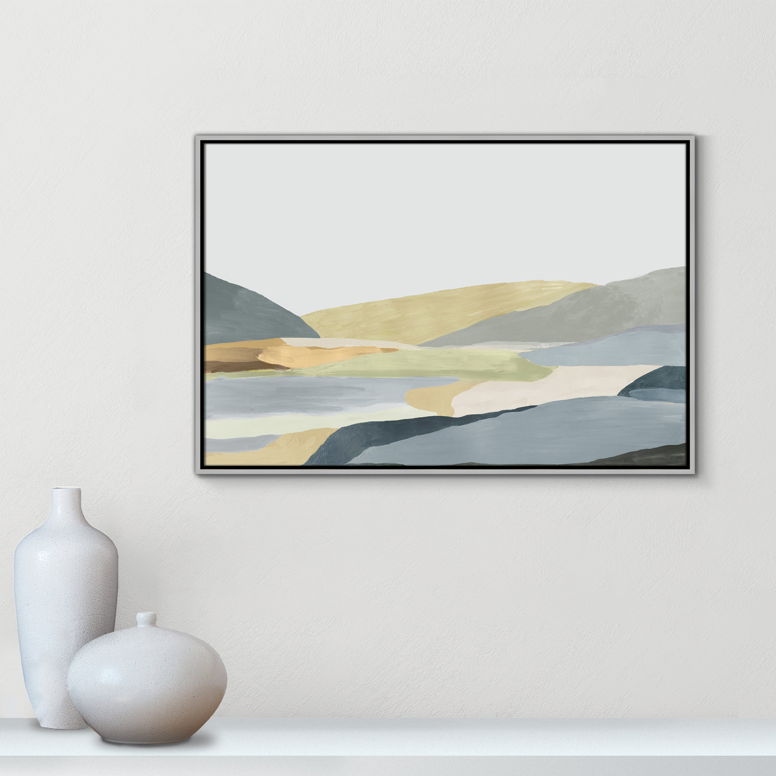 Blair "Warm Hills II" Painting, 25.5" H x 37.5" W x 2" D, Silver Canvas