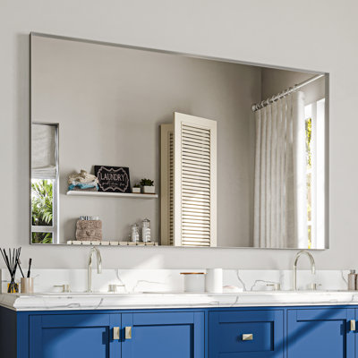 Miroir de salle de bain rectangulaire en aluminium avec verre trempé HD, miroir mural français