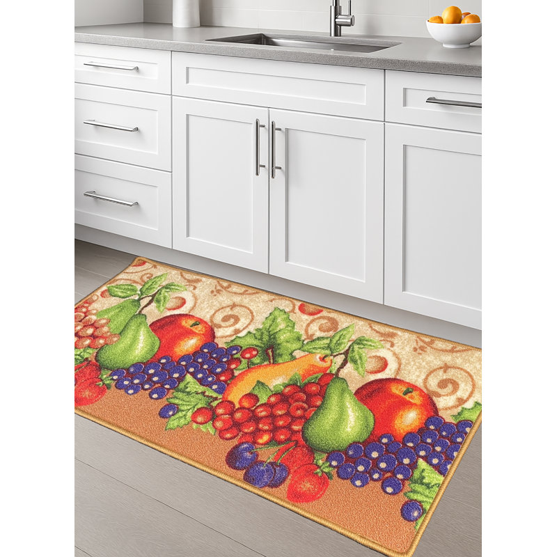 Tapis de cuisine lavable avec envers antidérapant Fruits - 19 po x 39 po