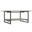 Grande table basse à 2 niveaux avec tablette de rangement - Table d'appoint rectangulaire industrielle moderne - Structure en métal robuste - Assemblage facile - Surface spacieuse - Gris et chêne foncé