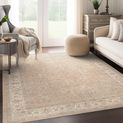 Tapis crème rétro persan oriental beige Charlton Home® Dyrk Rome