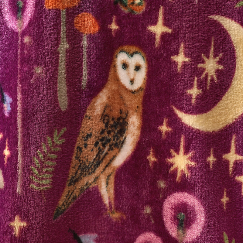 Enchanted Twilight Animals Cosy Fleece Blanket Throw, Purple