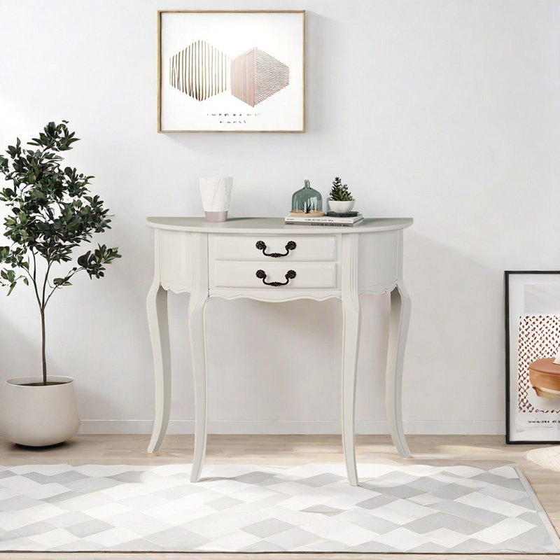 Minimalist Solid Wood Console Table, 35.43" H x 35.43" W x 11.81" D, White