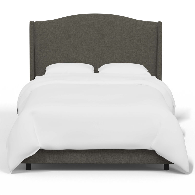 Claritha Upholstered Wingback Bed, Twin, Zuma Charcoal Textured Linen