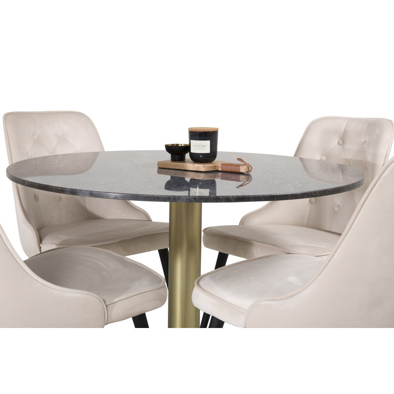 Dray 4 - Person Dining Set, Beige/Black