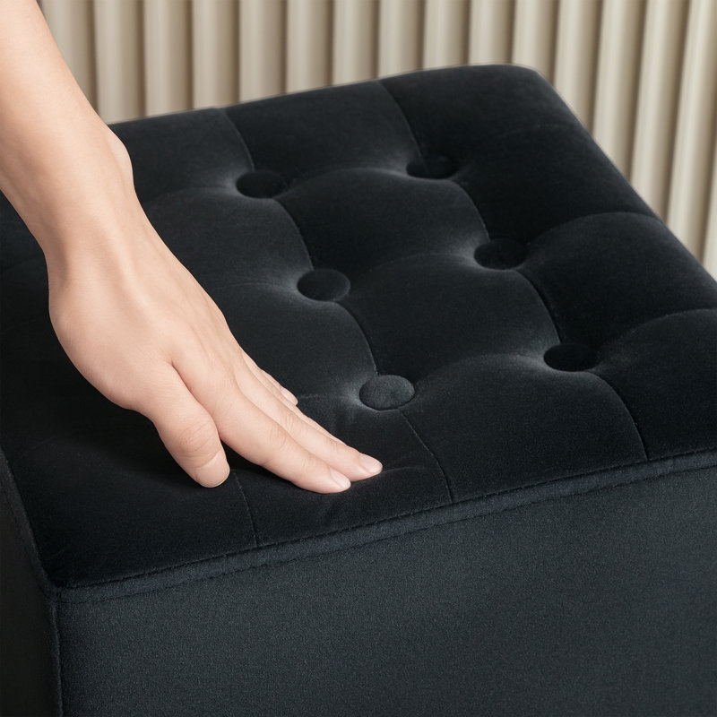 Taitianna 35cm Wide Solid Colour Footstool Ottoman, Charcoal Grey