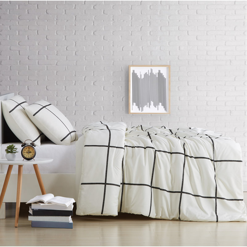Kurt Windowpane Duvet Cover Set, Queen Duvet Cover + 2 Shams