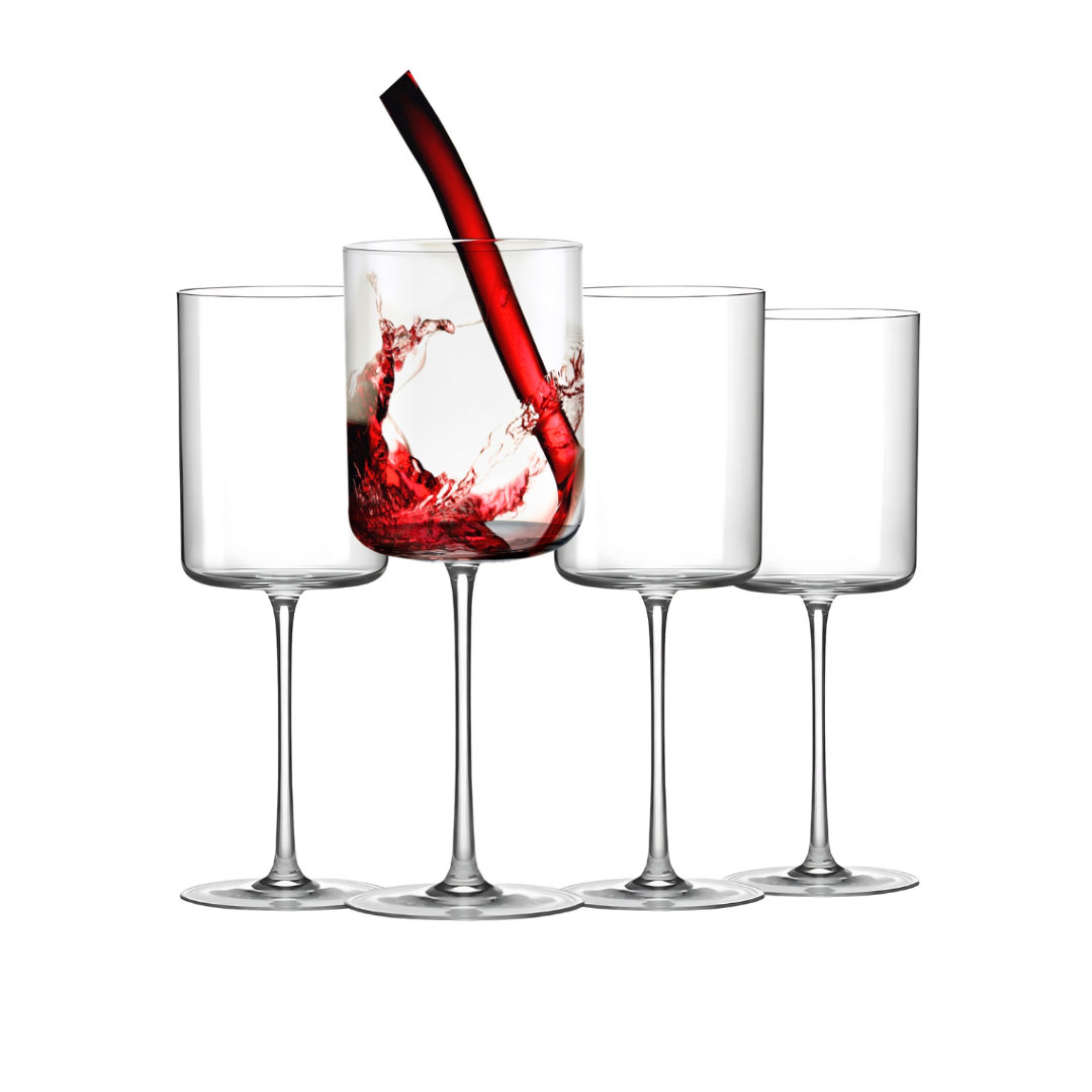 Elegant Crystal Straight Edge Design - Wine Glasses (15oz) Lemonsoda