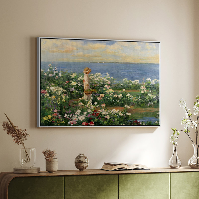 Paysage rétro - DLxxx, H 27 po x l 41 po x P 2 po, Toile encadrée flottée blanche
