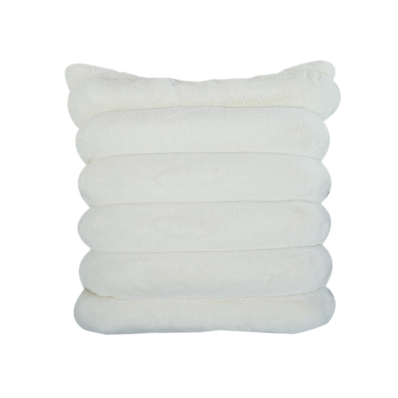 Coussin en fausse fourrure côtelée très doux Collection Madrid, Crème, crème