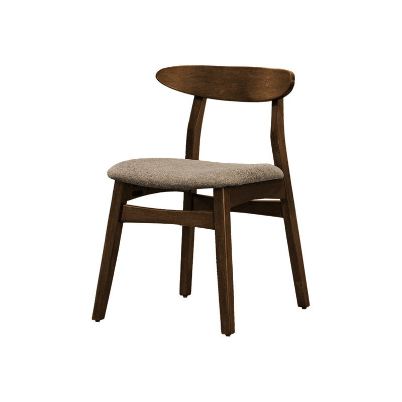 Chaises de salle à manger modernes de 2, 32 po de hauteur, noyer foncé, tissu beige recouvert pour la cuisine 2 chaises de salle à manger, hautes, rembourrées