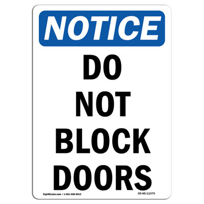 Osha Notice - Do Not Block Doors Sign