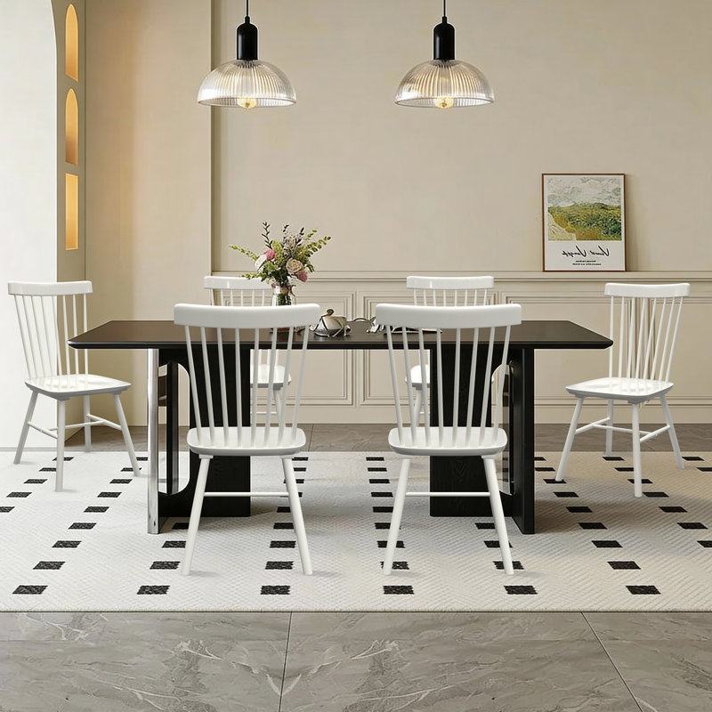 Ensemble de 6 chaises de salle à manger Windsor, Blanc, 6